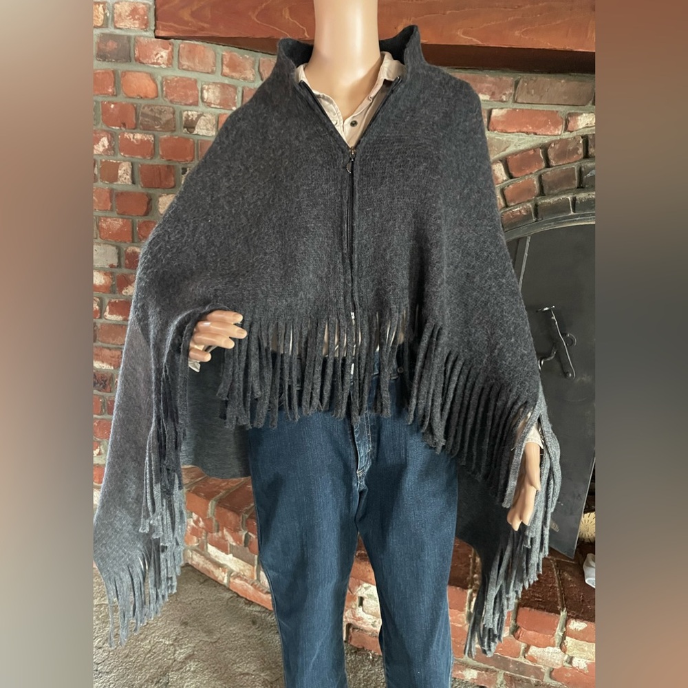 2 tone knit poncho